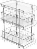 3 Tier Clear Bathroom Organizer with Dividers, Multi-Purpose Pull-Out Pantry Organization and Storage, Under Sink Closet Organizers and Storage, Vanity Skincare Cosmetic Organizer Medicine Bins