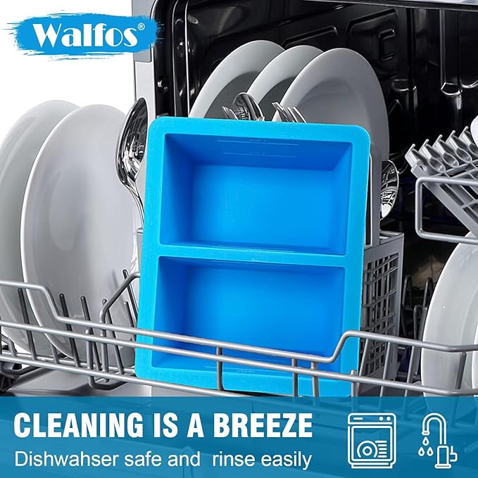 Walfos Silicone Soup Freezer Container, 1.5-Cup Soup Freezer Cube Tray with Lid Prevents Freezer.Soup Freezer Molds.BPA FREE and Dishwasher Safe.Silicone Mold for Soup and Food Storage -blue- 3-Pack