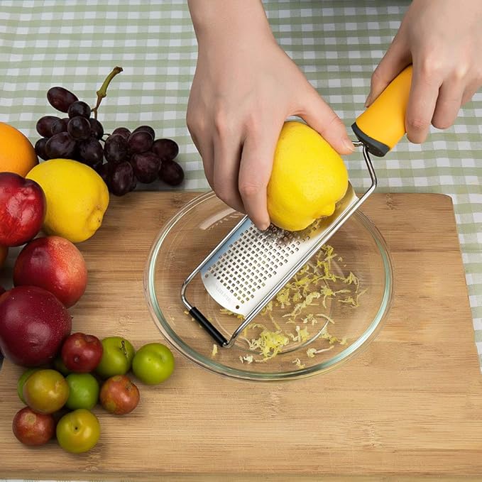 Pro Zester Grater, Lemon Zester, Parmesan, Ginger, Garlic, Chocolate, With Razor-Sharp Stainless Steel Blade, Protective Cover and Cleaning brush, Dishwasher Safe, by NSpring