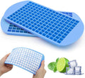 Mini Ice Cube Trays Set of 2-160 Small Ice Cubes Silicone Mold for Whiskey, Cocktails, Water Bottles - BPA Free Flexible & Stackable Ice Maker (Blue)