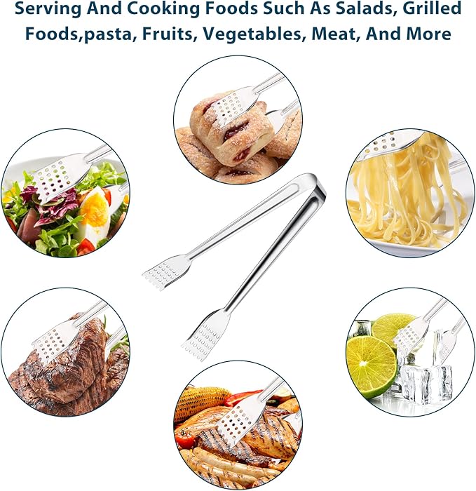 8 Pack Serving Tongs by Tcoin, 12 Inch Functional Tongs for Serving Food at Parties and Get-togethers, Versatile and Durable