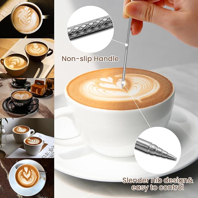 Milk Frothing Pitcher, Dailyart 12oz/350ml Milk Frother Cup 304 Stainless Steel Milk Steamer Cup with Scale, Espresso Machine Accessories, Milk Pitcher with Art Pen for Cappuccino Coffee Latte Art