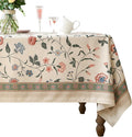 ISAENNE Designer Chinoiserie Linen Floral Extra Long Tablecloth Rectangle,White Wrinkle Resistant Table Cloth,Elegant Decor Tablecloths for Dining Thanksgiving Kitchen Party,63"*110"-Daffy