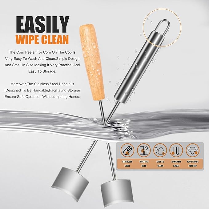 Corn Peeler Corn Thresher Corn Stripper for Corn On The CobCorn Shovel Corn Scraper Corn Kernel Remover Tool Cob Planer Corn Cutter Corn Knife Tool Stainless Steel Kitchen Gadgets