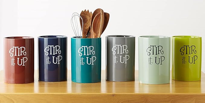 DII Kitchen Accessories Retro Collection Ceramics, Utensil Holder, Nautical Blue