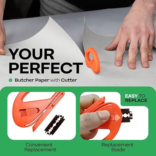 White Butcher Paper 36" x 12000" (1000 feet) with Cutter - USA-Made Natural Butcher Paper Roll for Meat & Fish - Uncoated, Unwaxed & Food-Grade Material for Smoker, Grilling & BBQ by IDL Packaging