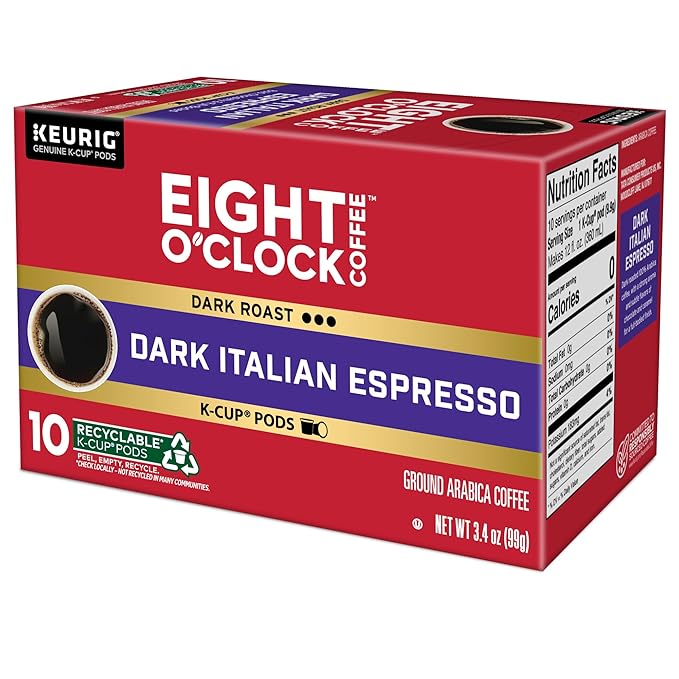 Eight O'Clock Coffee Dark Italian Roast Keurig Single-Serve K-Cup Pods, Dark Roast Coffee, 60 Count