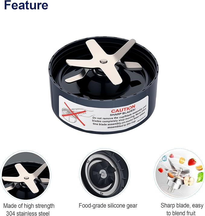 Upgrade Blender Cups and Blades Fit for Nutribullet 600w/900w, Replacement Parts 24oz Cups and Extractor Blades with 4 Rubber Gaskets, Blender Accessories (8 Pcs)