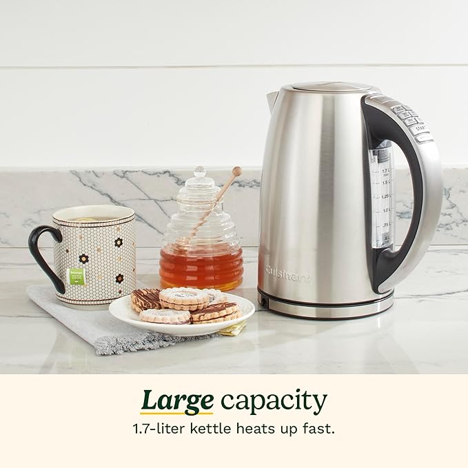 Cuisinart PerfecTemp 1.7-Liter Electric Kettle, Cordless Electric Tea Kettle, 1500W for Fast Heat-Up, 6 Preset Temperatures, 30-Minute Keep Warm, Stay Cool Nonslip Handle, CPK-17P1
