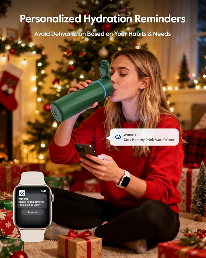 BOOST Smart Water Bottle with Reminder & Tracker, 32oz Vacuum Insulated Bottles Stainless Steel, BPA-Free, Wide Mouth, Ideal Gift for Men, Women, Christmas, Thanksgiving Day, Gym, Office, School