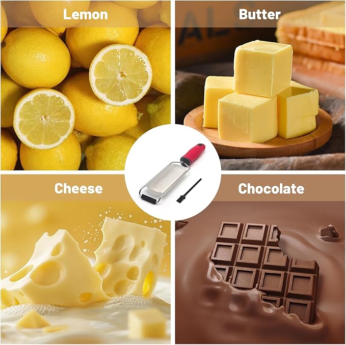 Cheese Grater Lemon Zester, Stainless Steel Grater Citrus Zester Tool for Parmesan Cheese Lemon, Ginger, Cheese, Nutmeg, Potato, Chocolate and Garlic, With Protective Cover-2 Pack