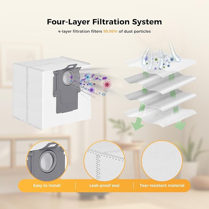 Yivy 24PCS Replacement Parts Compatible with Roborock Q7 M5+/ Q7 M5/Q7 L5/Q7 L5+, 2 Main Brushes, 6 Side Brushes, 4 HEPA Filters, 4 Mop Pads, 6 Dust Bags, 1 Cleaning Brush,1 Screwdriver Spare Parts