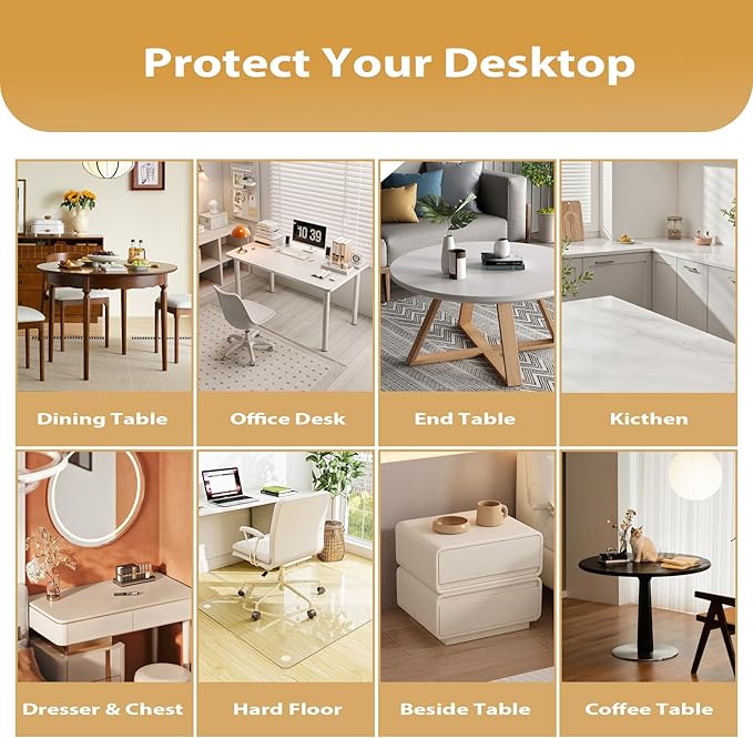 Round Frosted Table Cover Protector 48 Inch - 2mm Thick Waterproof PVC Furniture Protective Pad for Dining Room Tabletop