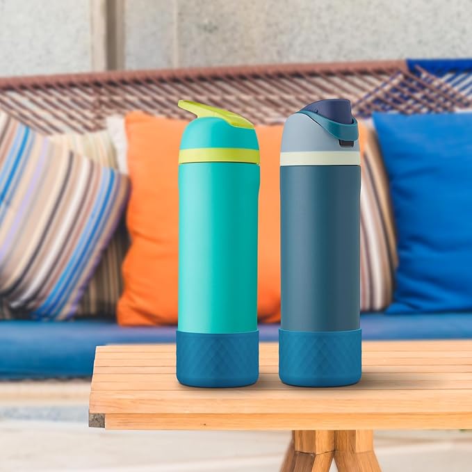 2PCS Silicone Water Bottle Boot for Owala 24oz, Protective Bottom Bumper Anti-Slip Sleeve for FreeSip, Twist, and Flip Stainless Steel Bottles, Dishwasher Safe and BPA Free(Dark Blue)