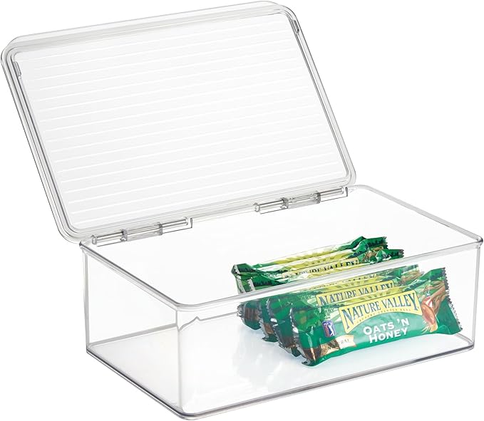 iDesign BPA-Free Plastic Pantry and Kitchen Storage, Stackable Freezer and Fridge Organizer Lidded Bin – 7.25" x 10.75" x 3.75", Clear