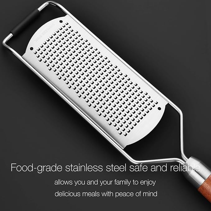KULUNER Professional-Grade Lemon Zester with Fine Blades, Lightweight Cheese/Vegetable Grater, Solid Wood Handle Design - Rust-Resistant, Durable, Essential Kitchen Tool （A2）