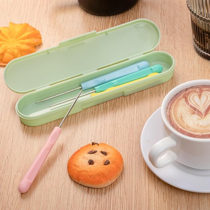 4Pcs 5.2 Inches Sugar Stir Needle, Cookie Scribe Needles Cake Decorating Needle Tool Cookie Decoration Supplies for Baking Lovers（Green