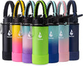 Farsea Insulated Water Bottle With Paracord Handle, Protective Boot and 2 Lids (Straw Lid & Spout Lid), Stainless Steel Water Bottle Wide Mouth, Double Wall Sweat-Proof BPA-Free, 18 oz