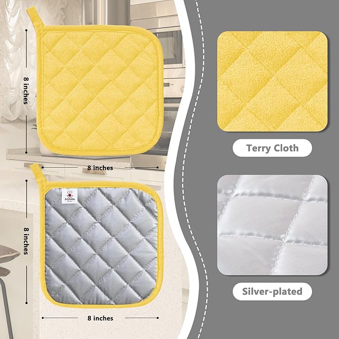 Joyhalo 5 Pack Heat Resistant Pot Holders - Terry Cloth Sets for Cooking & Baking