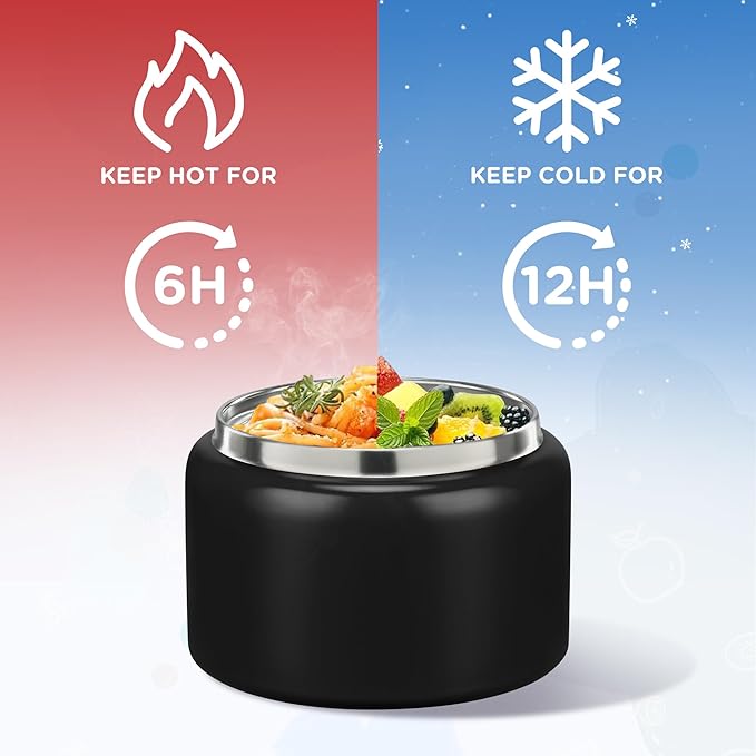 MAISON HUIS 8oz Soup Thermo Wide Mouth Vacuum Insulated Thermo Food Jar, Leak Proof Stainless Steel Thermo for Hot&Cold Food Kids Food Lunch Soup Container for School Travel
