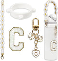 Cute Letter Charm Set Compatible with Owala Water Bottle 24 oz, 32 oz, 40 oz, Owala Kids, Owala Coffee Tumbler, Owala FreeSip – Includes Handle Strap, for Owala Accessories & Stanley Cup Accessories