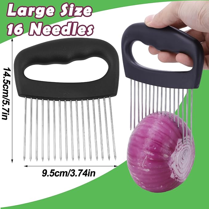 NOVANO Large Onion Slicer & Meat Tenderizer,Kitchen Cooking Tool for Tenderizing, Onion Cutter Vegetable Chopper, Stainless Steel Tomato Slicer with 16 Long Needles, for Potato Lemon