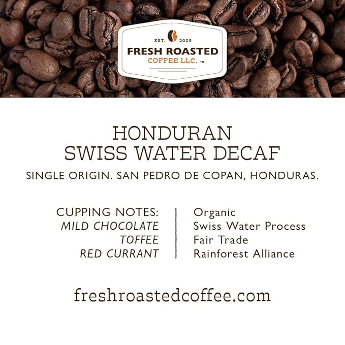 Fresh Roasted Coffee, Organic Honduran Water-Processed Decaf | USDA Organic, 100% Single Origin, Kosher | Medium Roast RFA | 72 Pods for K Cup Brewers