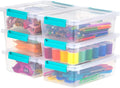 IRIS USA 2 Qt. Plastic Storage Bins Containers with Lids, 6 Pack, Small Sensory Bin, Craft Storage, Craft Organizers & Storage, Organizing Container for Home, Office & Art Supplies, Stackable, Clear
