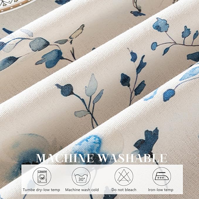 Rectangle Tablecloth Pastoral Style, Waterproof & Stain Resistant Table Cloth Wrinkle Free Table Cover for Dining/Kitchen/Patio, Washable Indoor & Outdoor Use, 55"X70" Blue
