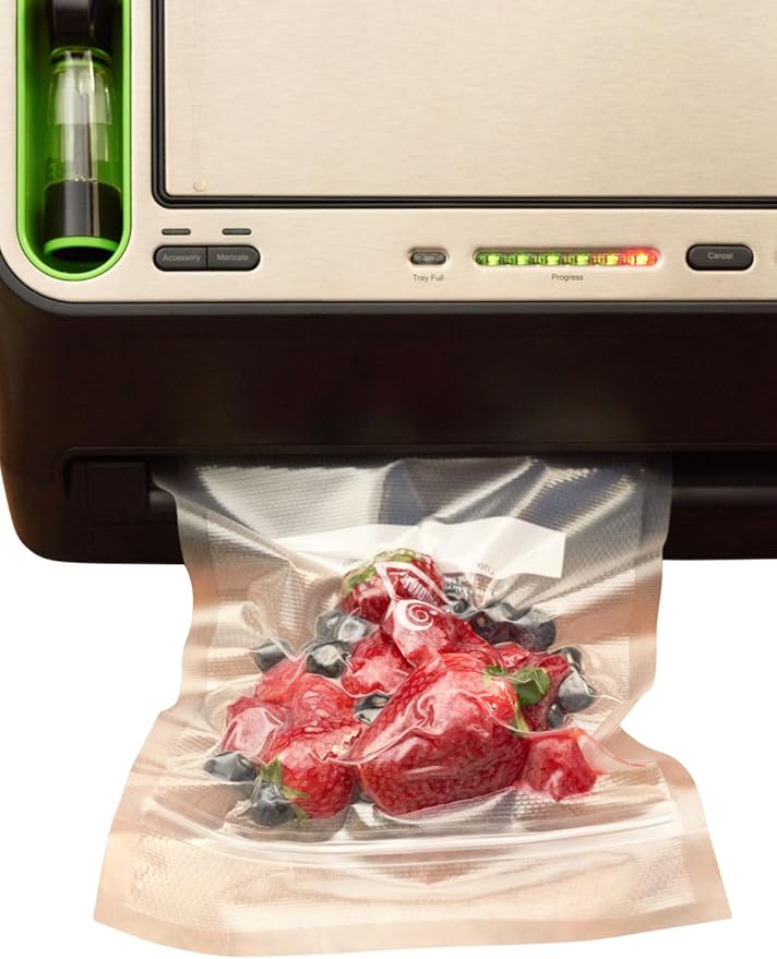 50 Zipper Vacuum Sealer Bags: Quart Size (8" x 12") - OutOfAir Vacuum Seal Zip Bags, Works with FoodSaver & Other Savers, 33% Thicker BPA Free Commercial Grade Great for Snacks On The Go