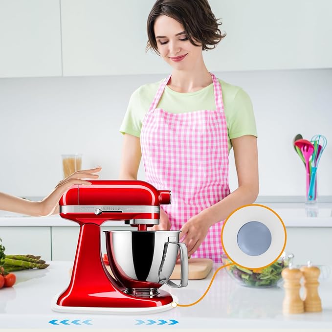 Bamboo Mixer Slider Mat for Tilt Head Kitchen Aid 4.5-5 Qt Stand Mixer, Appliance sliding mat for kitchenaid Artisan 4.5-5 Qt, Kitchen Countertop Storage Mixer Moving Tray Attachments White