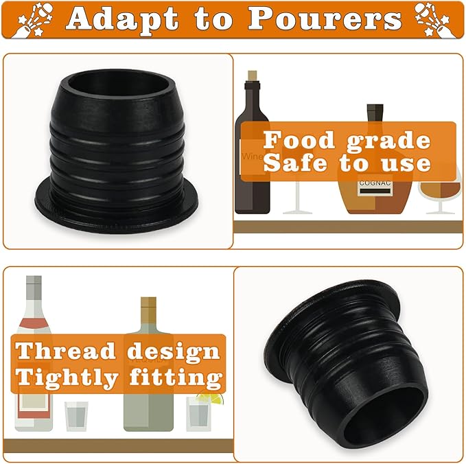 8 Pack Liquor Pour Spout Adapters, Pour Spouts for Large Neck Liquor Bottles, Liquor Bottle Pourers for Alcohol Olive Oil up to 1 inch/25 mm Neck