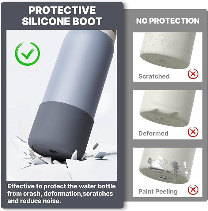 Silicone Boot for Owala 24 oz Water Bottles, Anti-Slip Protective Sleeve Bottom Protector for Owala Twist & FreeSip & Flip Stainless Steel Water Bottle (Grey)
