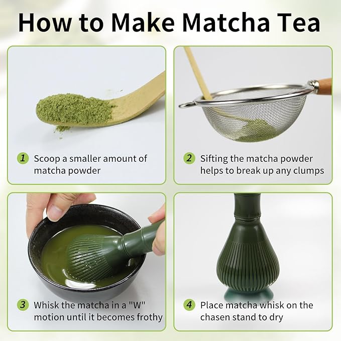 Resin Matcha Whisk Traditional Japanese Chasen Matcha Tea Whisk Gifts for Tea Lovers Reusable Plastic Matcha Whisk for Authentic Tea Preparation (Black+Green)