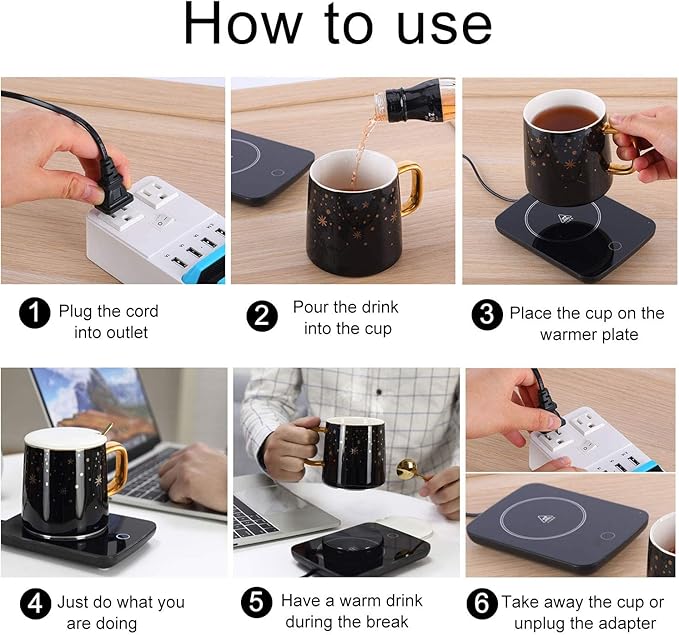 Misby Mug Warmer, Coffee Cup Warmer with Auto Shut Off, Gravity-Induction Coffee Warmer for Desk Use, Coffee Mug Warmer for Coffee Lovers Gift Keep Beverages Coffee Warmer (Black)