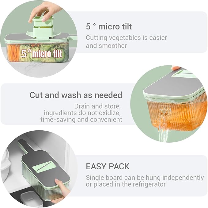 Multifunctional Mandoline food Slicer & Vegetable Chopper with Container – 6-in-1, mandolin, Cutter, Grater, Potato Slicer, Tomato Cutter, Cabbage Shredder & Fruit/Veggie Shredder -Safe & Easy to Use
