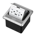 KYHSHJ USB Pop Up Floor Socket Kit with 2 * 20A Receptacle，4.8A 1 USB-A Ports &1 USB-C Port，Corrosive Resistant Hardware,Silver