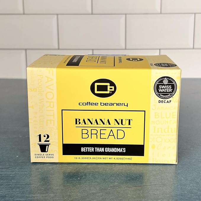 Banana Nut Bread Decaf Coffee Pods by Coffee Beanery | 12ct Medium Roast Arbica Coffee