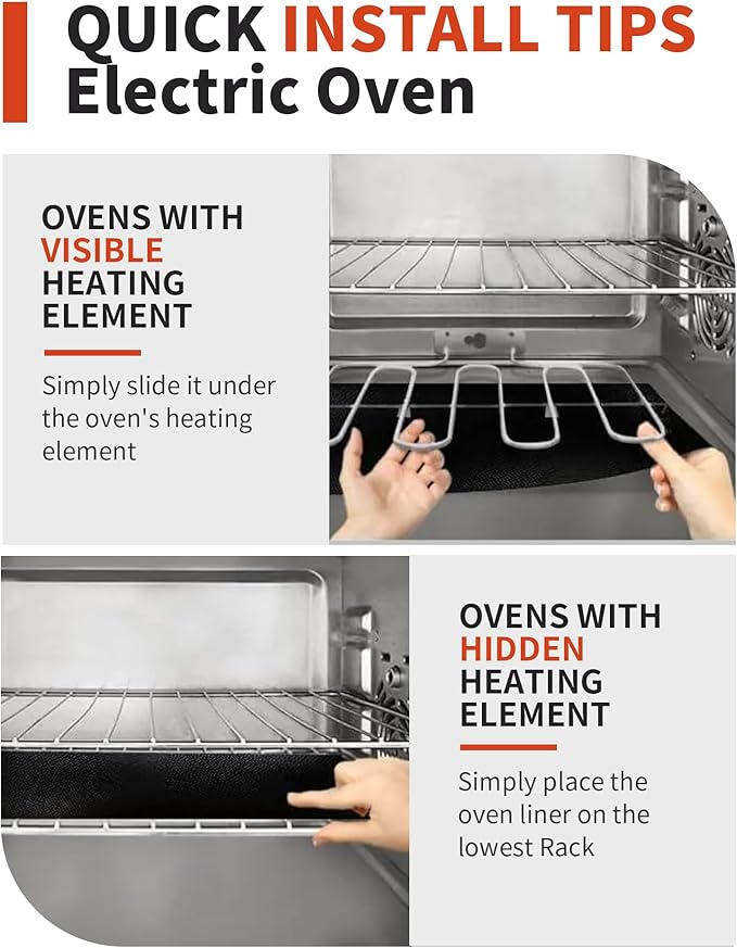 Large Roll-Up Oven Liners – 17” x 75” Non-Stick, Reusable Heavy Duty Mats for Oven Bottom, Toaster & Oven Types – BPA & PFOA Free Kitchen Accessory (Black)