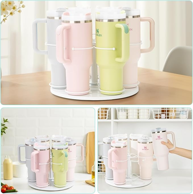 Upgraded Water Bottle Organizer for Stanley 40 oz/30 oz/20 oz,Rotating Stanley Cup Organizer Holder,Tumbler Holder Organizer, Easy to Install Kitchen Organizers and Storage for Stanley Cup Accessories