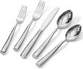 Kingstone Hammered Silverware Set, 20-Piece Flatware Set for 4, 18/10 Stainless Steel Heavy Duty Cutlery Set, Mirror Polished Utensil Sets for Home, Restaurant, wedding, Dishwasher Safe