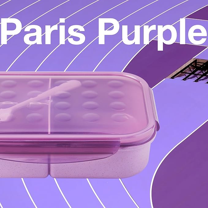 SEVENY Bento Box Adult Lunch Box,Ideal Leak-Proof Lunch Box for Women,BPA-Free Natural Wheat Fiber Material,Reusable Meal Prep Container for Body Builders Purple
