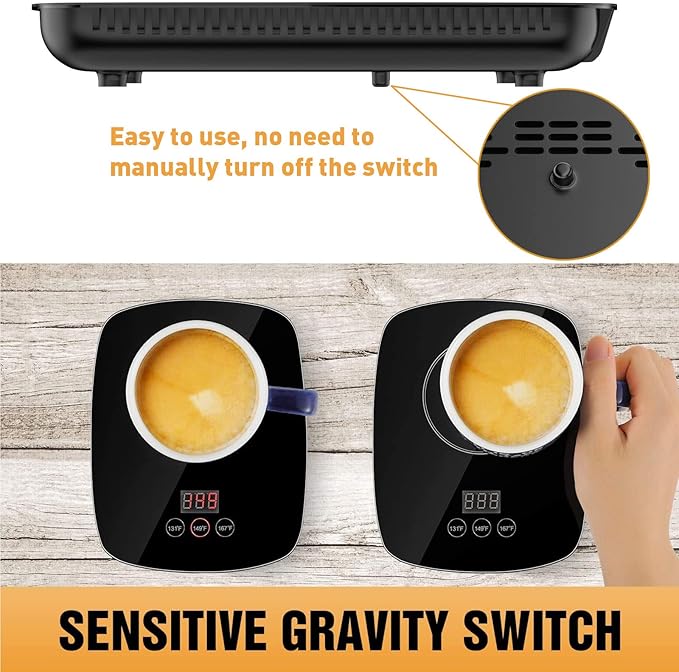 Coffee Mug Warmer,Upgrade Coffee Cup Warmer with 3 Temperature Setting, Adjustable Temperature Beverage Warmer with Auto Shut Off (Without Mug)
