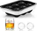 Whiskey Ice Ball Maker, [Fill without Funnel & Easy Release] 2.2'' Round Large Iced Cube Trays with Cover, Reusable Sphere Silicone Ices Tray with Lids for Bourbon, Gift for Brandy Lover