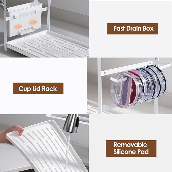 Housolution Water Bottle Organizer Drying Rack for 40 oz Tumbler with Handle, Multifunctional Cup Storage Holder Compatible with Stanley, Owala, Simple Modern and Other Brands, White (Patented)