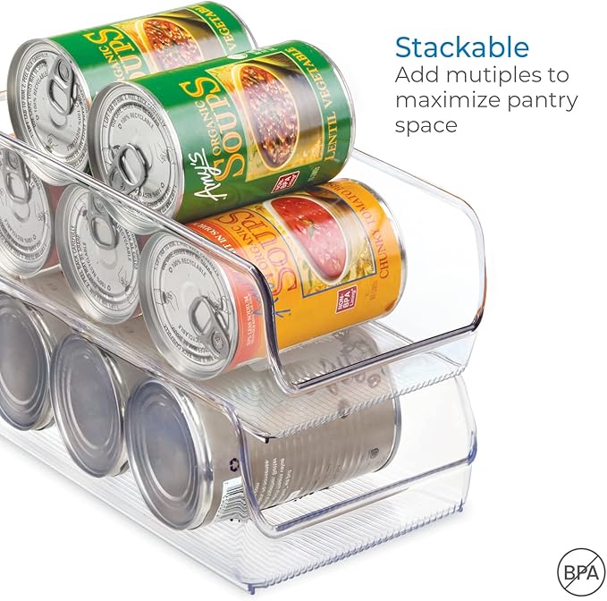 iDesign Linus Plastic Canned Food and Soda Can Organizer with Lid for Refrigerator, Freezer and Pantry, BPA-Free, 5.25" x 11" x 3.5", Clear,0 liters