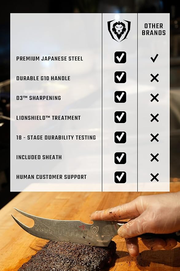 Dalstrong Pitmaster BBQ & Meat Knife - 8 inch - Shogun Series ELITE - Forked Tip & Bottle Opener - Japanese AUS-10V Super Steel Kitchen Knife - G10 Handle - Razor Sharp - w/Sheath