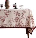 ISAENNE Designer Vintage Linen Rectangular Tablecloth,Red Floral Pattern Linen Stain Resistant Table Cloth,Decor Tablecloths for Dining Thanksgiving Kitchen Tea Party,55"*87"-Harmony