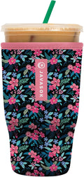 Sok It JavaSok Iced Coffee & Cold Soda Insulated Neoprene Cup Sleeve (Tropical Blooms, Large: 30-32oz)