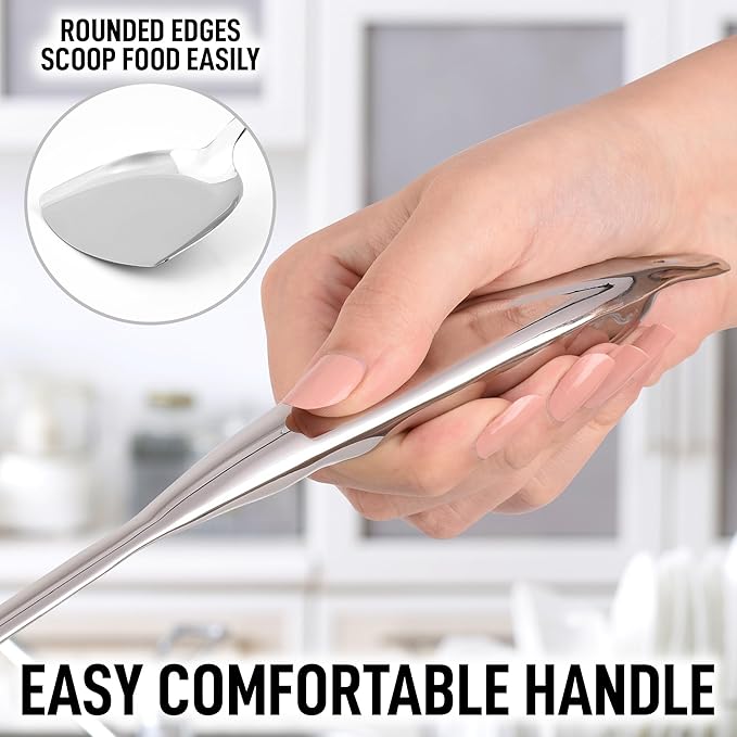 Zulay Kitchen Stainless Steel Wok Spatula - 14.8” Heat-Resistant Metal Turner for Stir-Fry, Sauté & Grilling - Durable, Rust-Proof & Dishwasher Safe Kitchen Utensil for Everyday Use